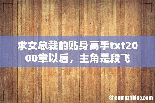 求女总裁的贴身高手txt2000章以后,主角是段飞