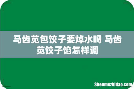 马齿苋包饺子要焯水吗 马齿苋饺子馅怎样调