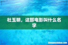 杜玉明，这部电影叫什么名字