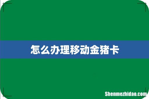 怎么办理移动金猪卡
