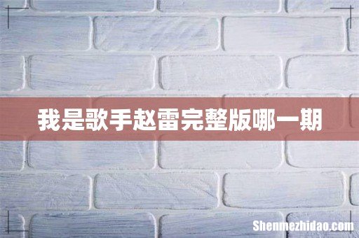 我是歌手赵雷完整版哪一期