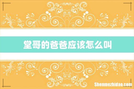 堂哥的爸爸应该怎么叫