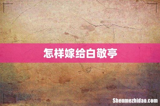 怎样嫁给白敬亭
