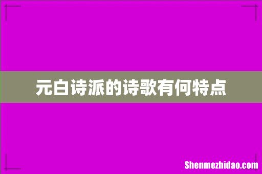 元白诗派的诗歌有何特点