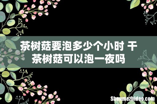 茶树菇要泡多少个小时 干茶树菇可以泡一夜吗