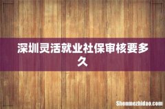 深圳灵活就业社保审核要多久