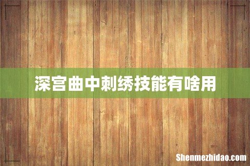 深宫曲中刺绣技能有啥用