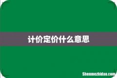 计价定价什么意思