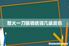 怒火一刀狼骑统领几级反伤