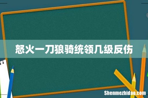 怒火一刀狼骑统领几级反伤