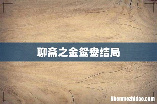 聊斋之金鸳鸯结局