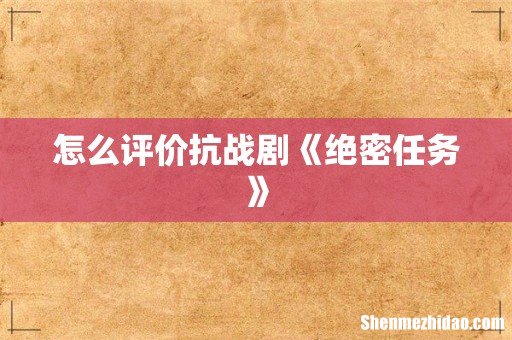 怎么评价抗战剧《绝密任务》