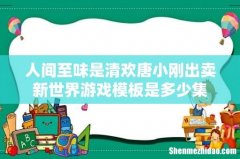 人间至味是清欢唐小刚出卖新世界游戏模板是多少集