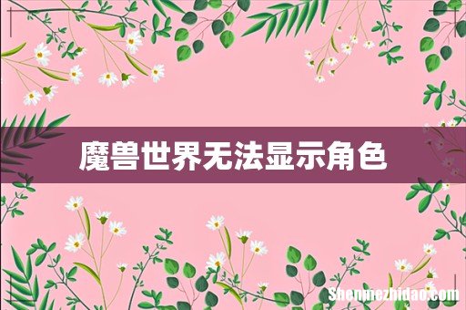 魔兽世界无法显示角色