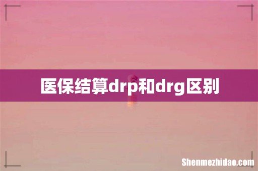 医保结算drp和drg区别