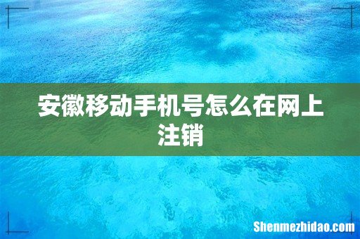 安徽移动手机号怎么在网上注销