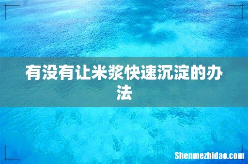有没有让米浆快速沉淀的办法
