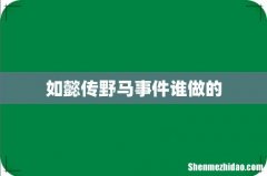 如懿传野马事件谁做的