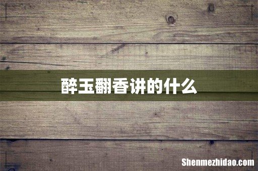 醉玉翻香讲的什么