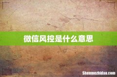 微信风控是什么意思