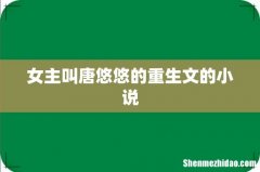 女主叫唐悠悠的重生文的小说