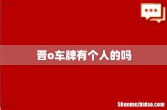 晋o车牌有个人的吗