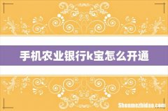 手机农业银行k宝怎么开通