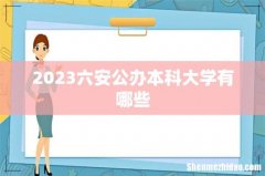 2023六安公办本科大学有哪些