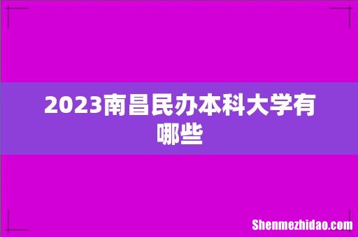 2023南昌民办本科大学有哪些