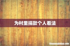为村里捐款个人看法