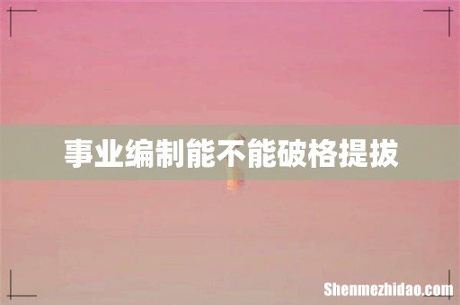 事业编制能不能破格提拔