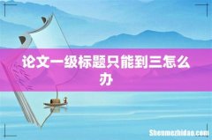 论文一级标题只能到三怎么办