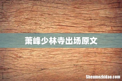 萧峰少林寺出场原文