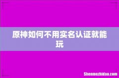 原神如何不用实名认证就能玩