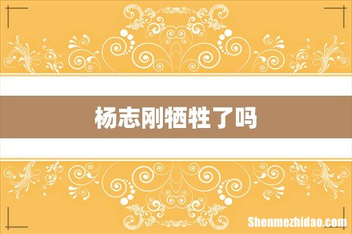 杨志刚牺牲了吗
