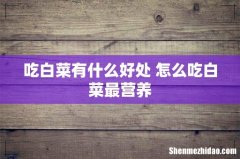 吃白菜有什么好处 怎么吃白菜最营养