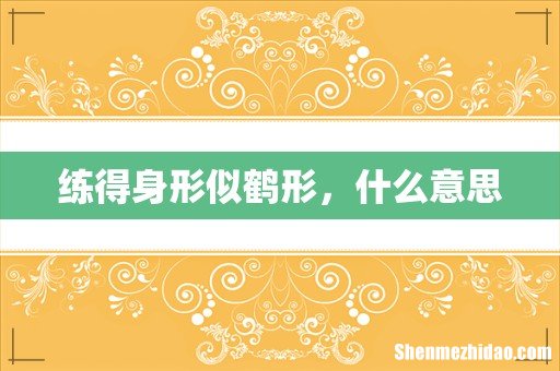 练得身形似鹤形,什么意思