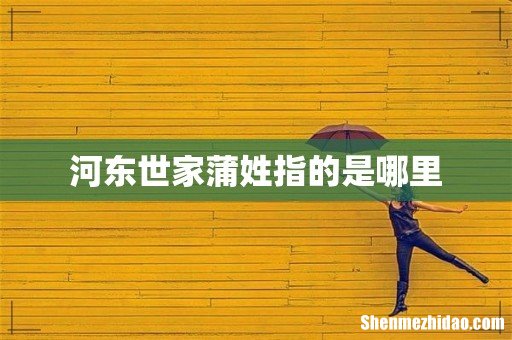 河东世家蒲姓指的是哪里