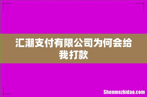 汇潮支付有限公司为何会给我打款