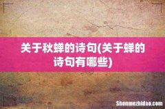 关于蝉的诗句有哪些 关于秋蝉的诗句