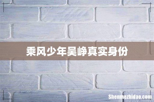 乘风少年吴峥真实身份