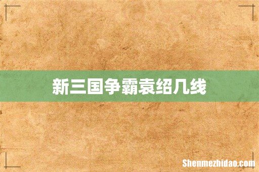 新三国争霸袁绍几线