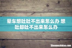 晕车想吐吐不出来怎么办 想吐却吐不出来怎么办