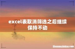 excel表取消筛选之后继续保持不动