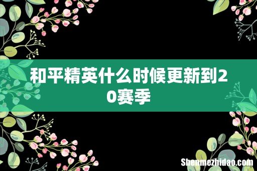 和平精英什么时候更新到20赛季