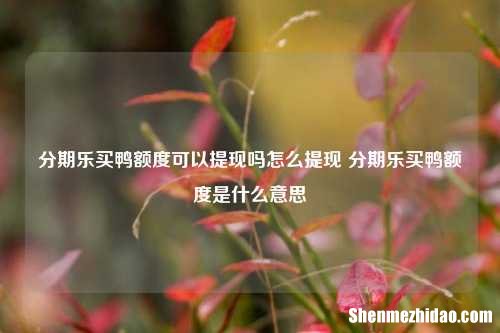 分期乐买鸭额度可以提现吗怎么提现 分期乐买鸭额度是什么意思