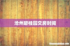 沧州碧桂园交房时间