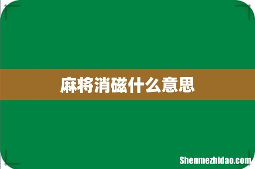 麻将消磁什么意思