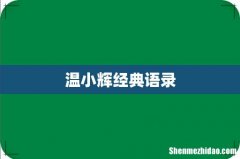 温小辉经典语录