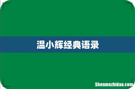 温小辉经典语录